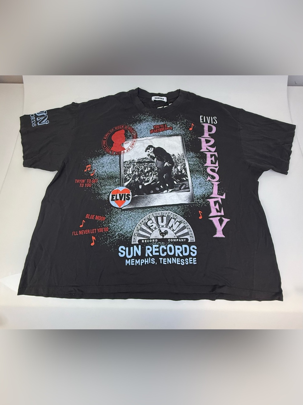 Daydreamer Black Sun Records x Elvis Polaroid Collage OS Tee J5-13, J5-14